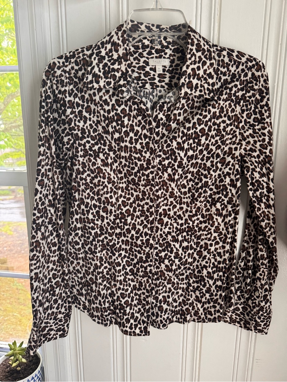 Talbots Women’s Leopard Print Button-Up Shirt - Brown/Black